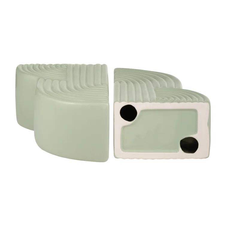 Arch Bookends - 13" x 10" Decorative Ceramic Book Holders - Book Lover Gift Idea (Set of 2)