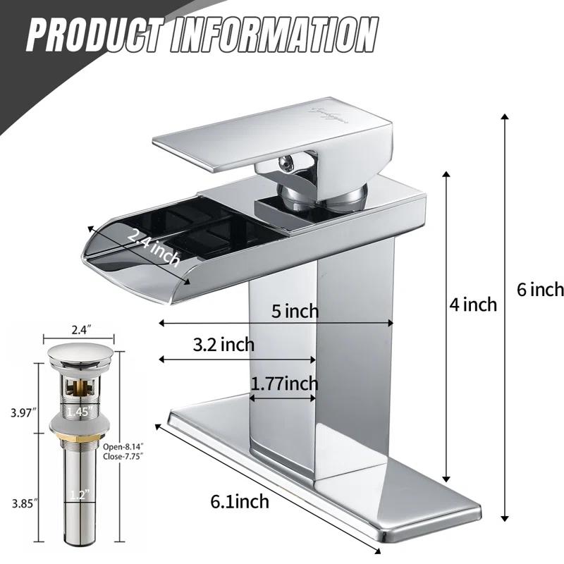 VIBRANTBATH YZJ9009-C-2 Single-Hole Single-handle Bathroom Faucet with Drain Assembly