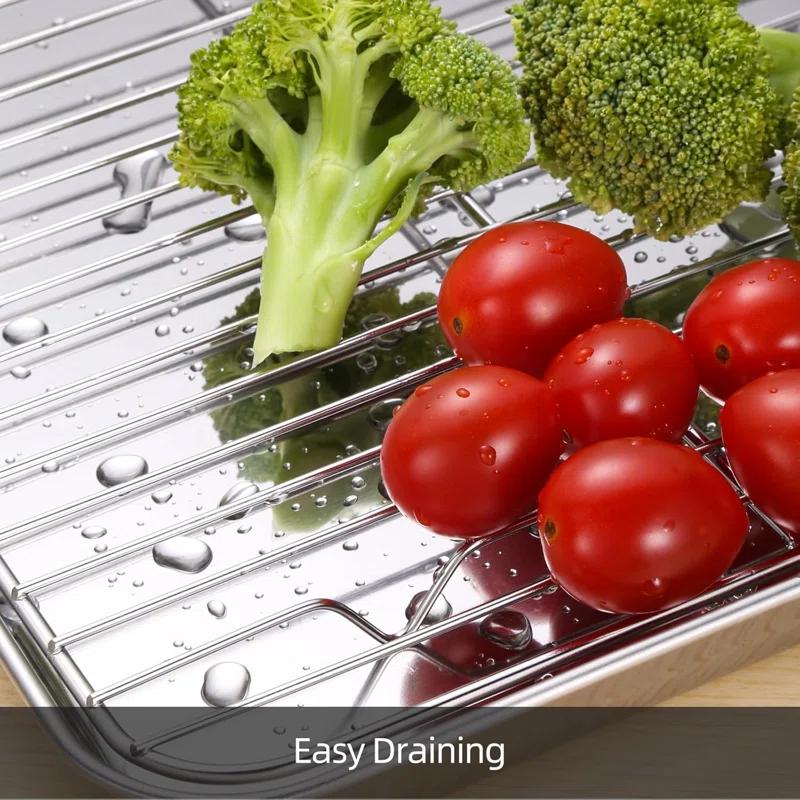 Anadea Baking Sheet With Cooling Rack Set Of 6, 3 Premium Stainless Steel Cookie Sheets And 3 Wire Racks, Kitchen Nonstick Baking Pans Set Includes 3 Different Sizes, Heavy Duty Non Toxic