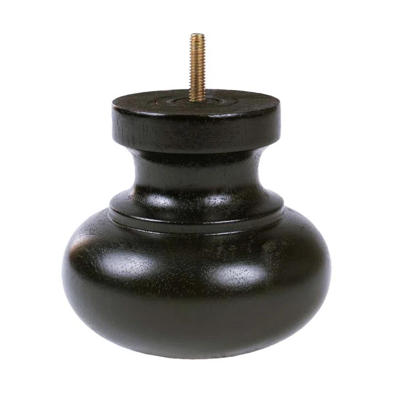 Outwater 4-1/2in H x 4-13/16in Diameter Stained Espresso Solid Hardwood Bun Foot Leg Pack of 4 (Set of 4)