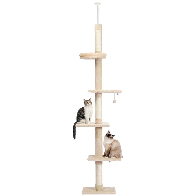 Interactive Adjustable 5-Tier Floor To Ceiling Cat Tower