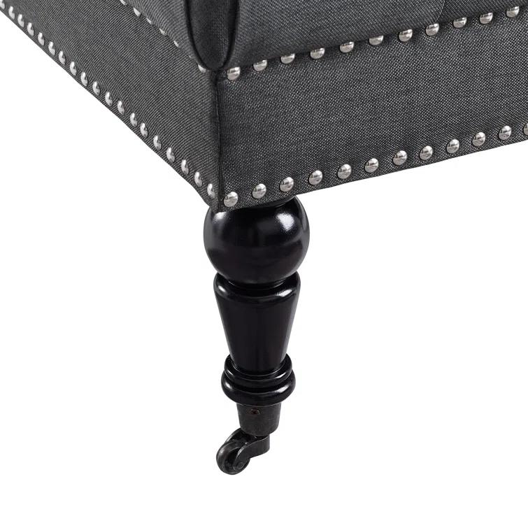 Kelly Clarkson Home Landis 35" Nailhead Trim Tufted Upholstered Ottoman & Reviews | Wayfair