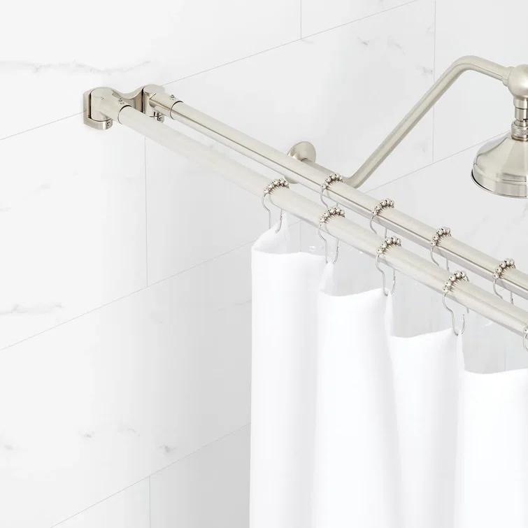 Signature Hardware 60" Brass Straight Double Bar Shower Curtain Rod