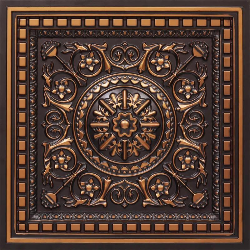 FromPlainToBeautifulInHours Da Vinci 24'' L x 24'' W PVC Drop-In Ceiling Tile In Antique Copper (Set of 50)