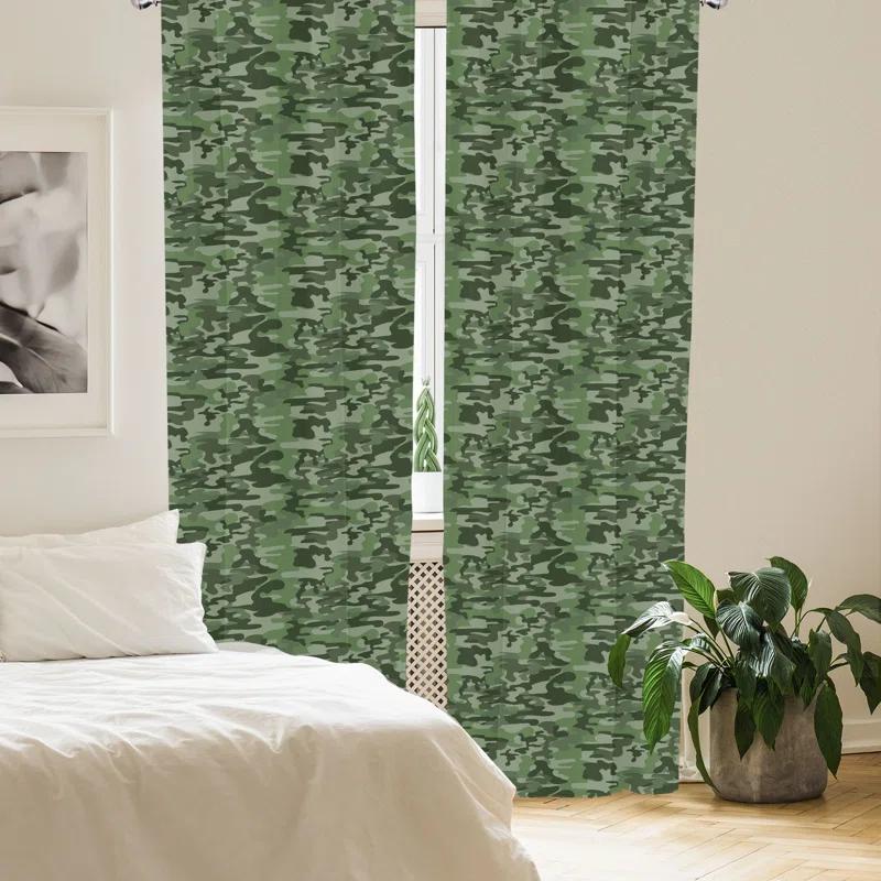 Ambesonne Forest Camouflage Semi-Sheer Rod Pocket Sliding Panel (Set of 2)