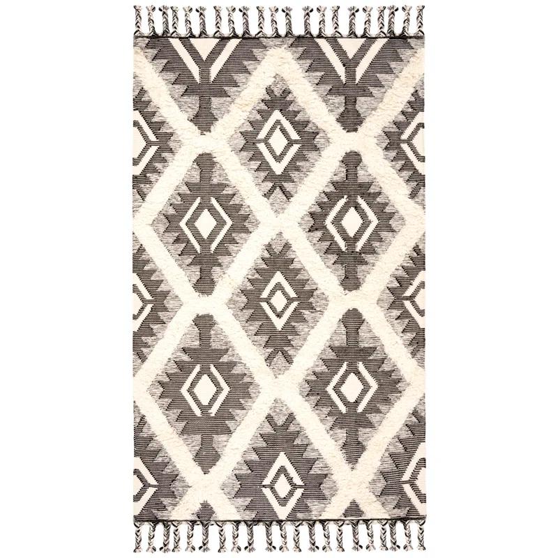 Foundry Select Cedarvale Kenya Hand Knotted Wool/Cotton Southwestern Rug in Ivory/Black