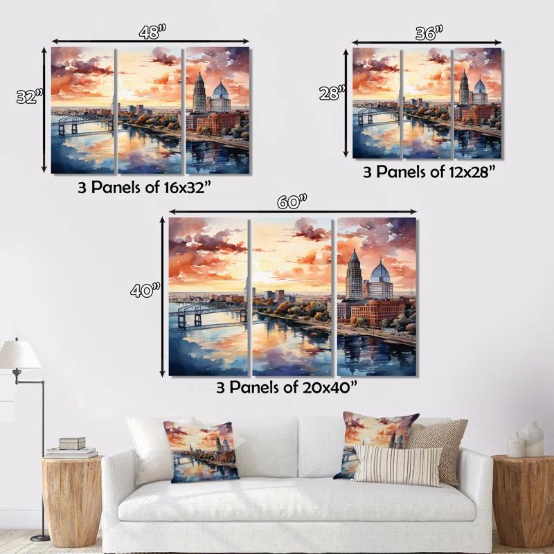 Design Art Jacksonville Bay Florida V " Jacksonville Bay Florida V " 3 - Pieces