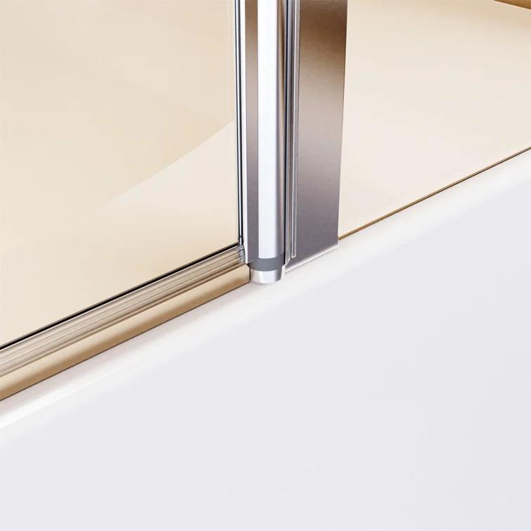 43"W x 58"H Frameless Folding Pivot Bathtub Door with 6mm Thick Clear Tempered Glass Door