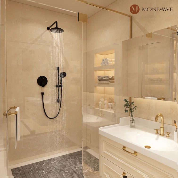 mondawe Calliope Wall Mounted 2-Function Retro Pressure-Balanced Shower System with 3 Setting Handheld MD-A3815-ORB