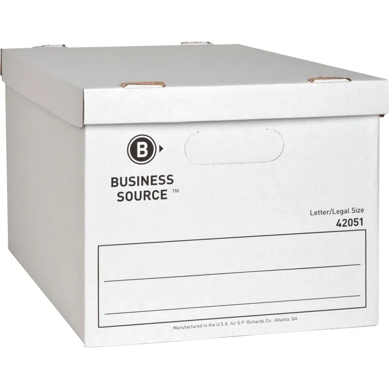 Business Source Storage File, Letter/Legal, 12"x15"x10", White, 12-Pack