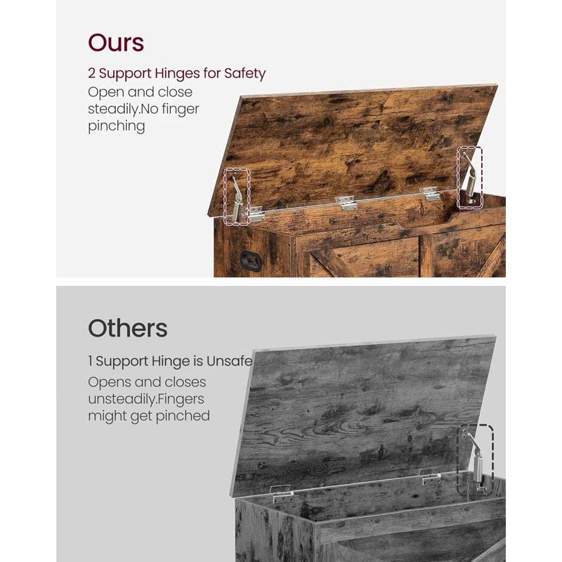 Rosdorf Park Storage Chest, Storage Trunk with 2 Safety Hinges, Storage Bench, Shoe Bench, 15.7 x 39.4 x 18.1 Inches, Rustic Brown