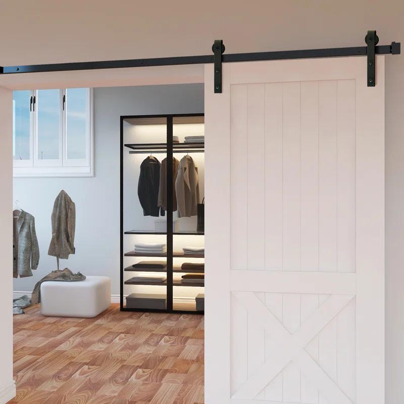 VEVOR Black Steel Single Door Barn Door Hardware Kit Standard Single