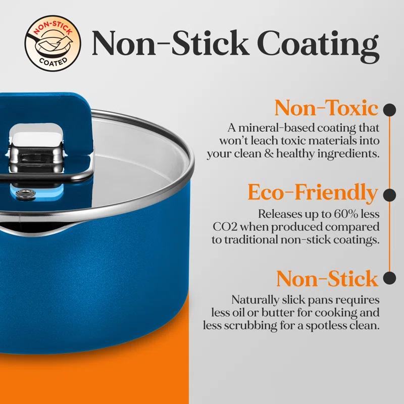 NutriChef 17 - Piece Non-Stick Aluminum Cookware Set