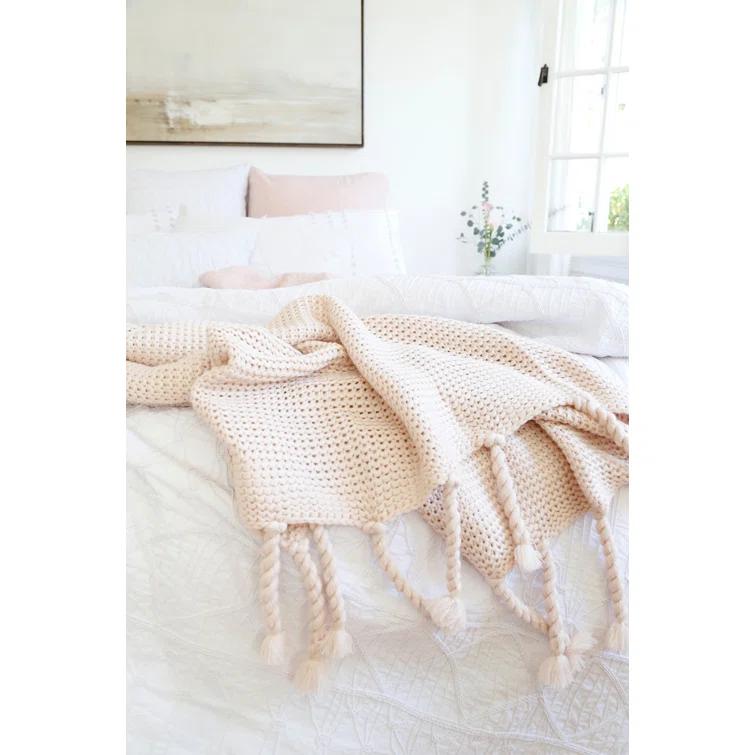 Trestles Chunky Knit Throw by Pom Pom at Home - Blush