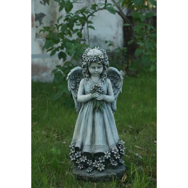 Hi-Line Gift Ltd. Angel Holding Flowers Statue