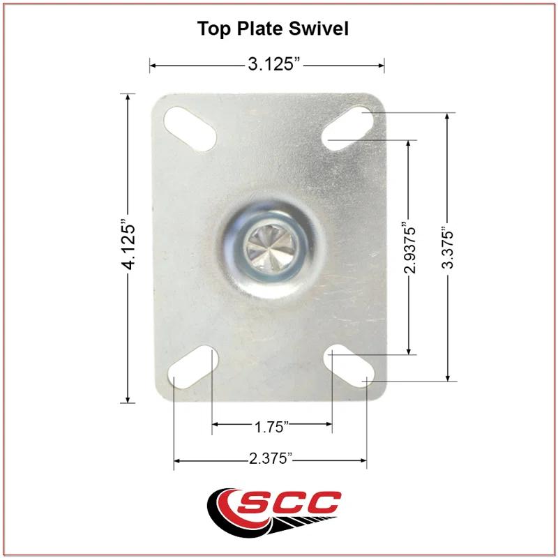 Service Caster Semi Steel Cast Iron Wheel Swivel Top Plate Caster with Brake