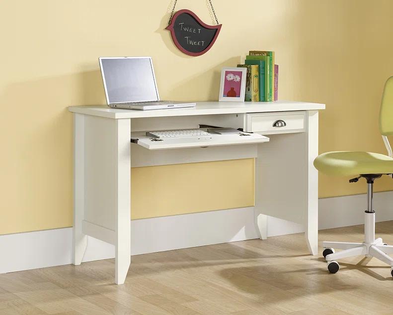 Inbox Zero Soft White Finish Computer Desk | Wayfair