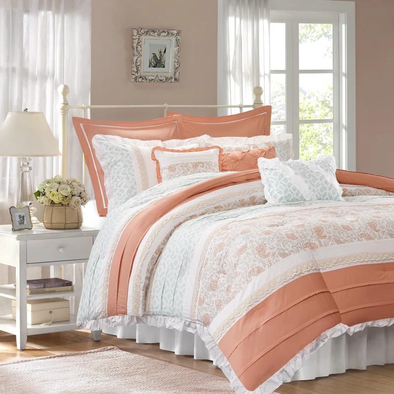 Madison Park Dawn 9 Piece Cotton Percale Comforter Set