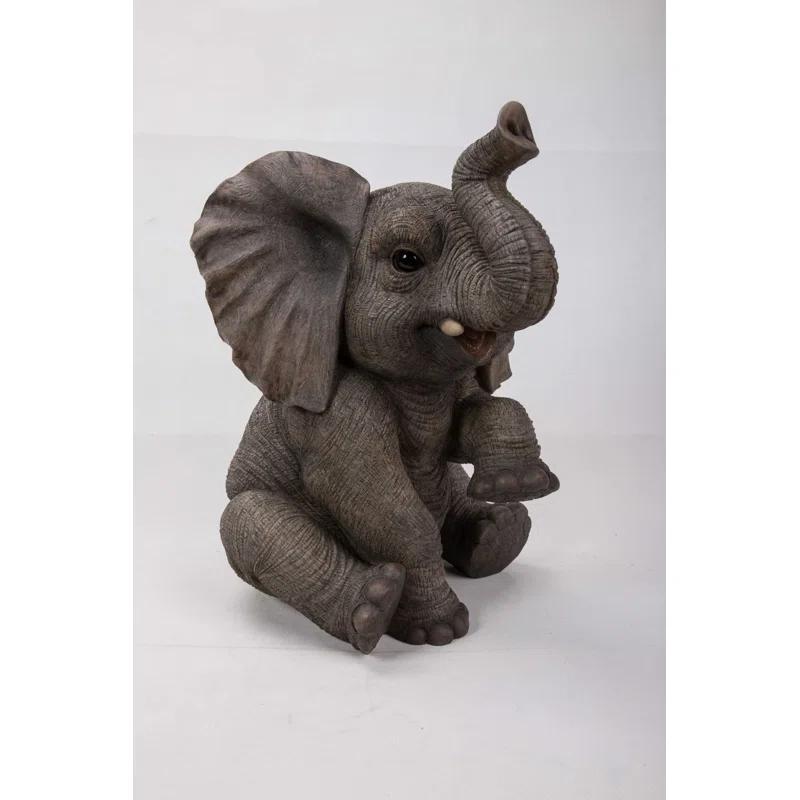 Hi-Line Gift Ltd. Sitting Elephant Baby with Trunk up Statue
