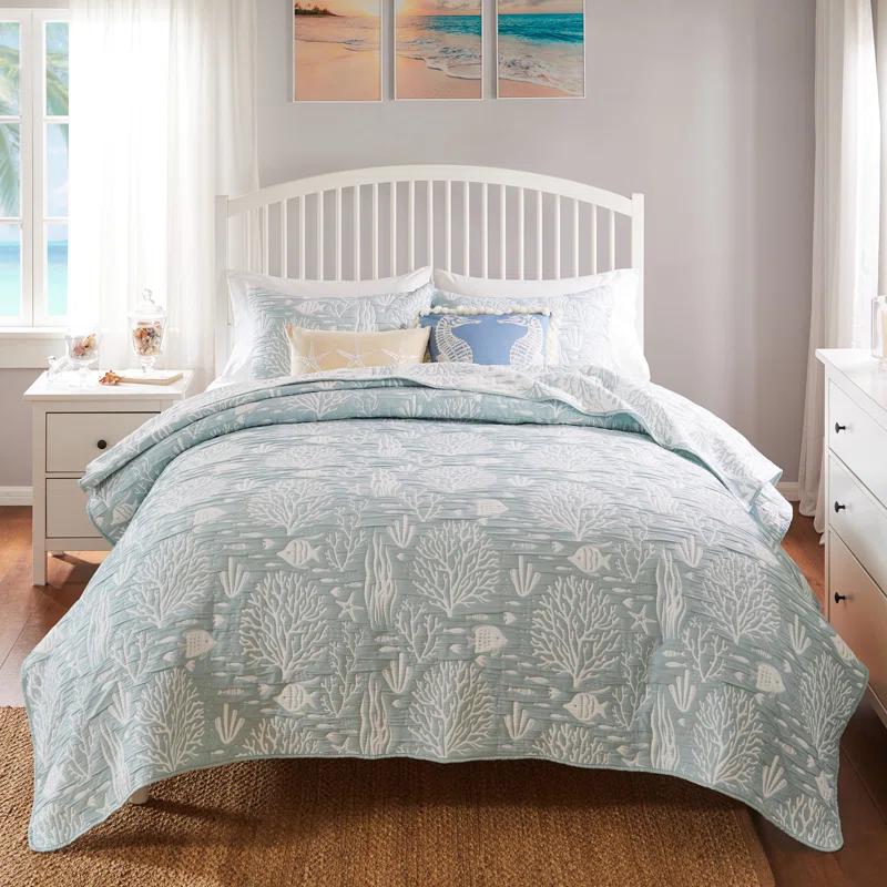 Greenland Home Fashions Coastal Paradise Jacquard Coverlet Set
