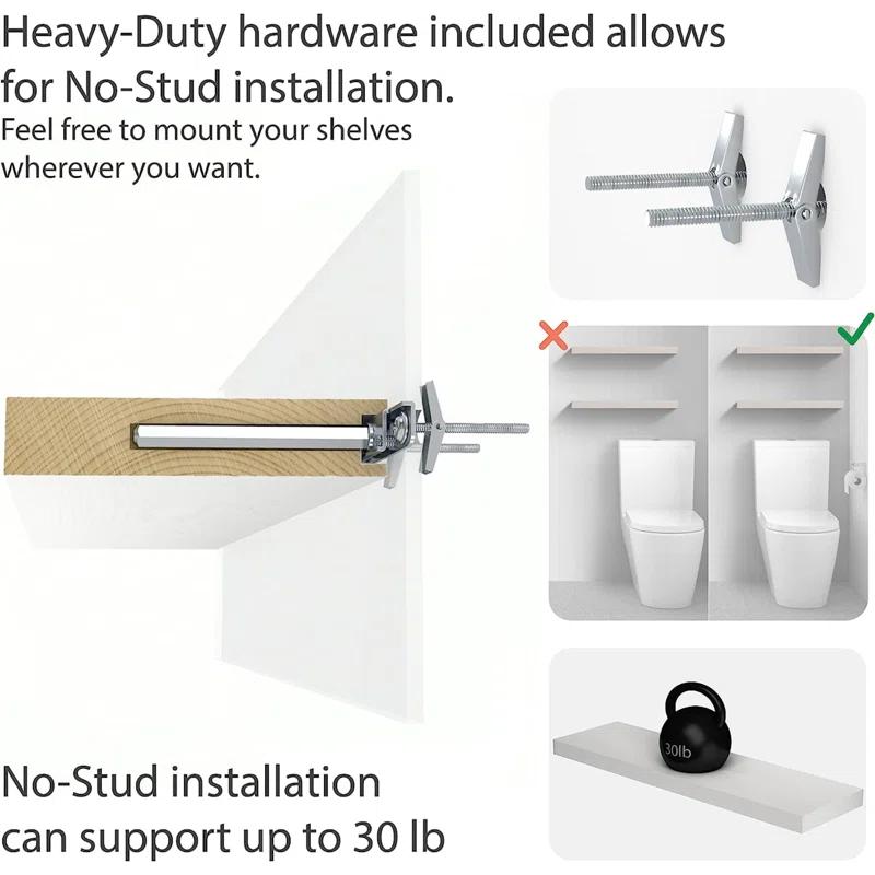 2 Piece Solid Wood Floating Shelf