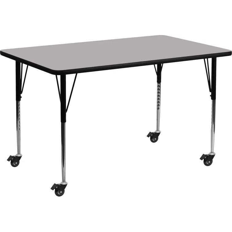 Flash Furniture Goddard Mobile 24''W x 48''L Rectangular HP Laminate Activity Table - Adjustable Legs