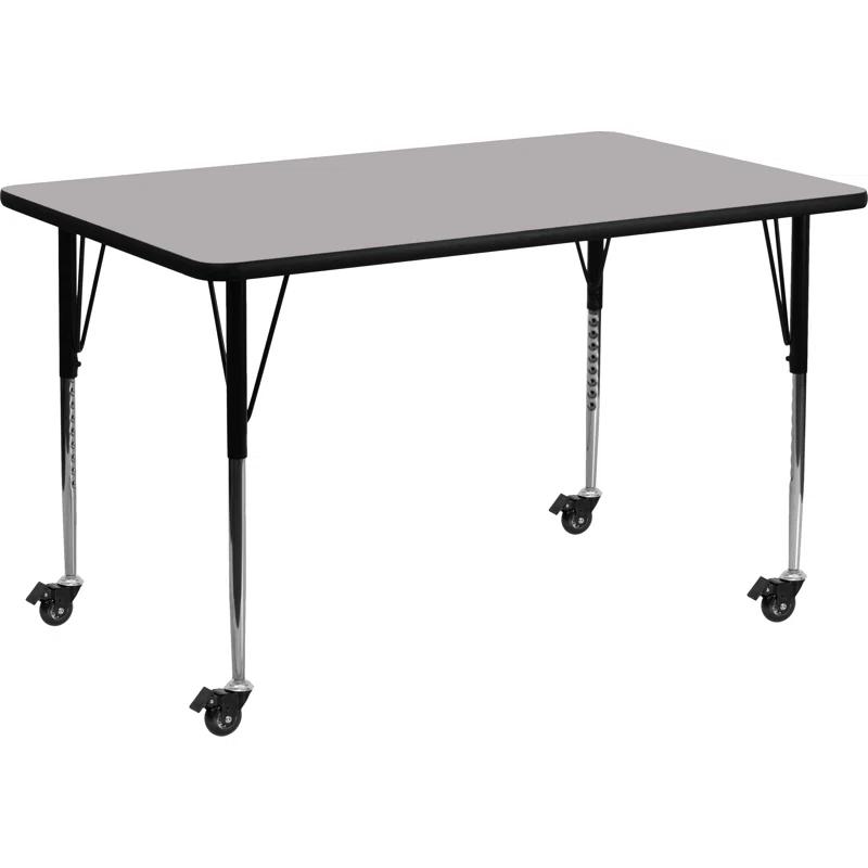 Flash Furniture Goddard Mobile 24''W x 48''L Rectangular HP Laminate Activity Table - Adjustable Legs