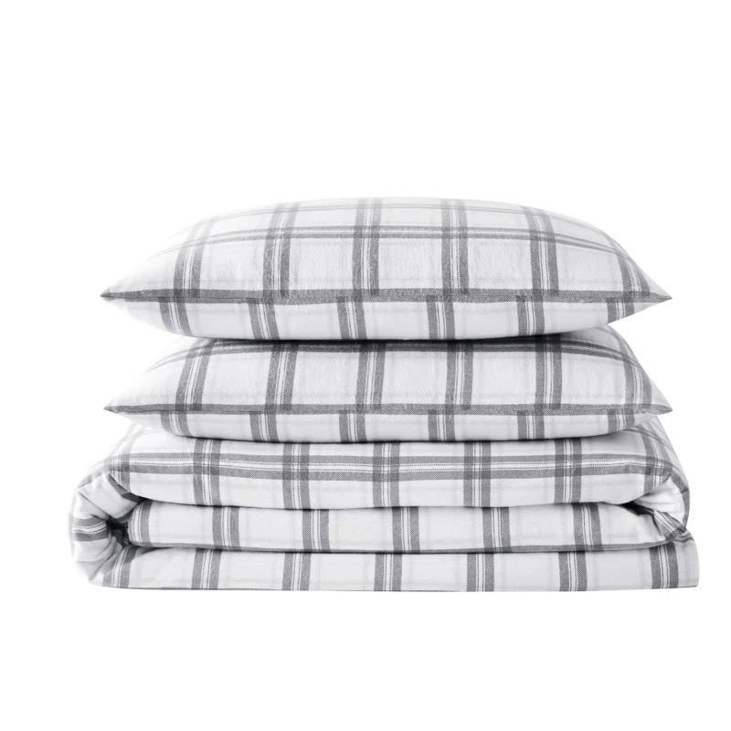 London Fog London Fog Plaid Flannel Duvet Cover Set