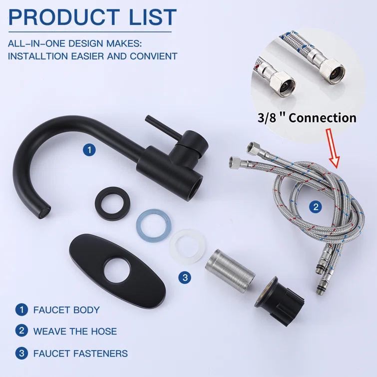 VIBRANTBATH Single-Hole Single-handle Bathroom Faucet 6025-Black