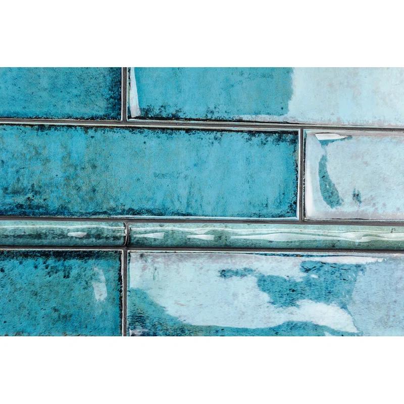 Chateau 12" x 0.75" Ceramic Pencil Liner Tile Trim in Blue
