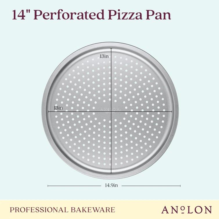 Anolon Anolon Pro-Bake Bakeware Aluminized Steel Perforated Pizza Pan, 14 Inch, Silver