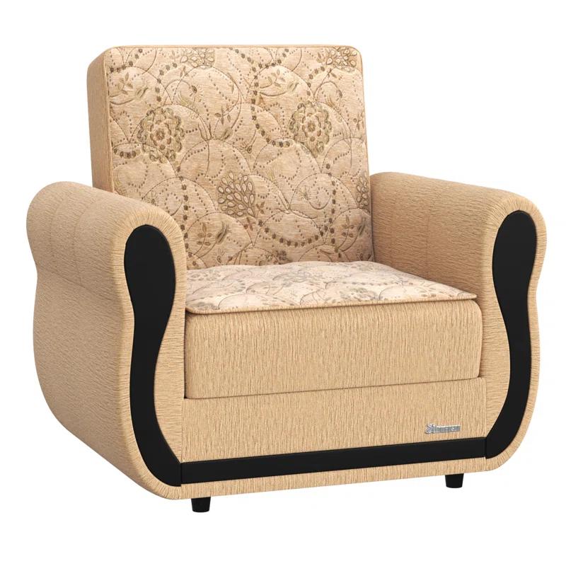 Darby Home Co Upholstered Convertible Sleeper Arm Chair with Storage