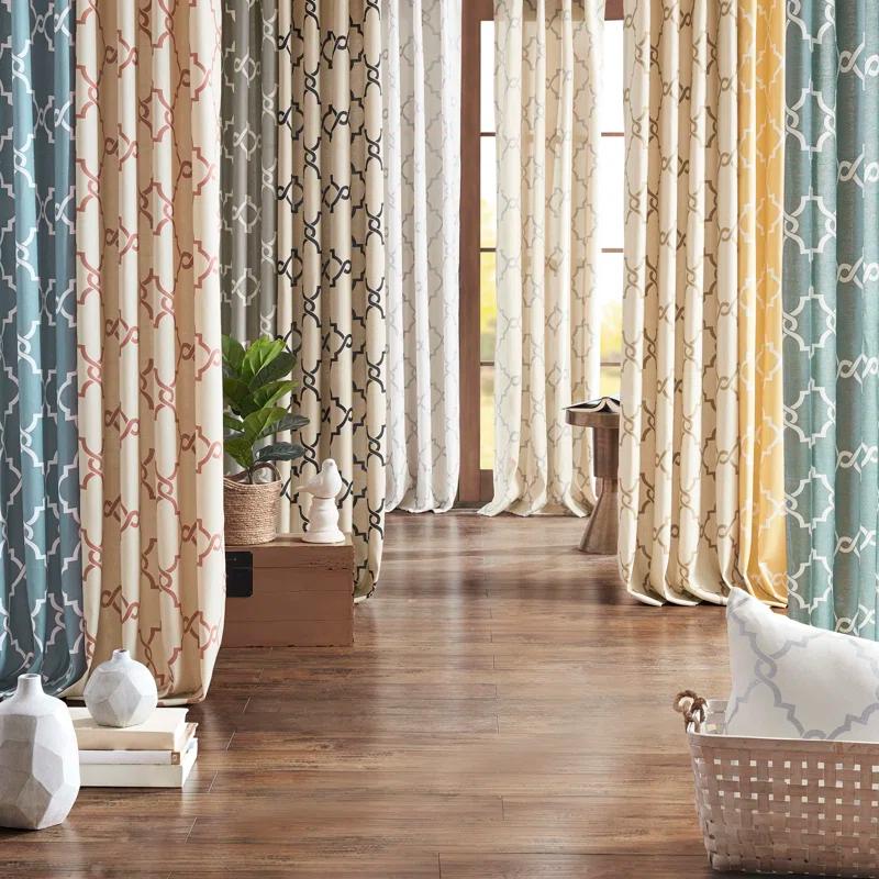 Madison Park Fretwork Print Grommet Top Single Window Curtain Panel