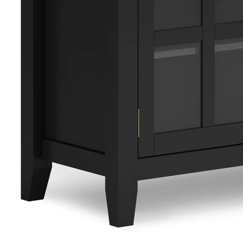 Simpli Home Artisan 54"W Solid Wood Sideboard Buffet with Tempered Glass Doors and 6 Drawers