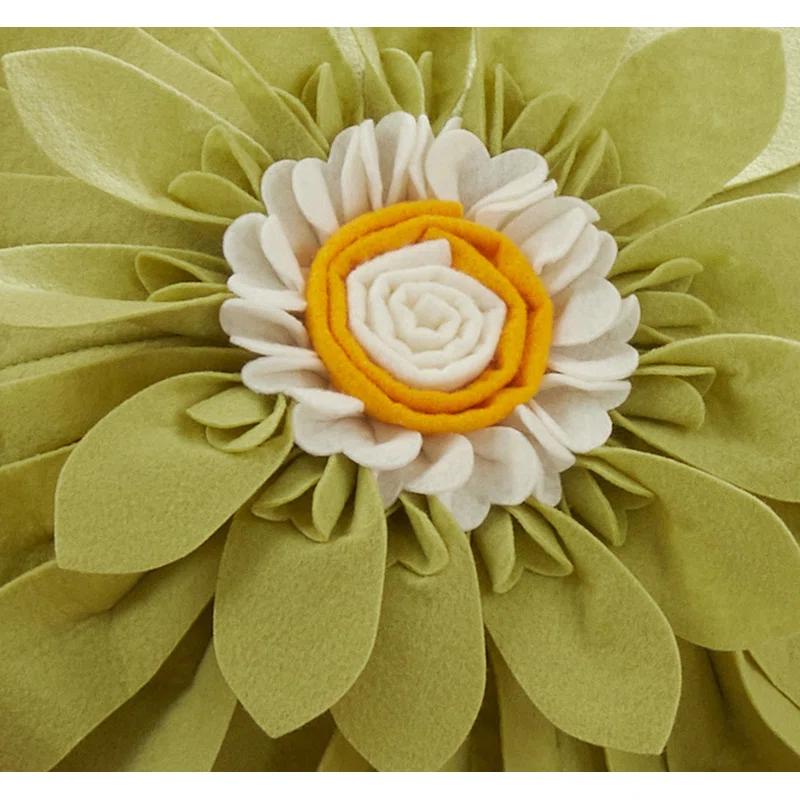 Saro Fleur De Jardin Collection Appliqued Throw Pillow