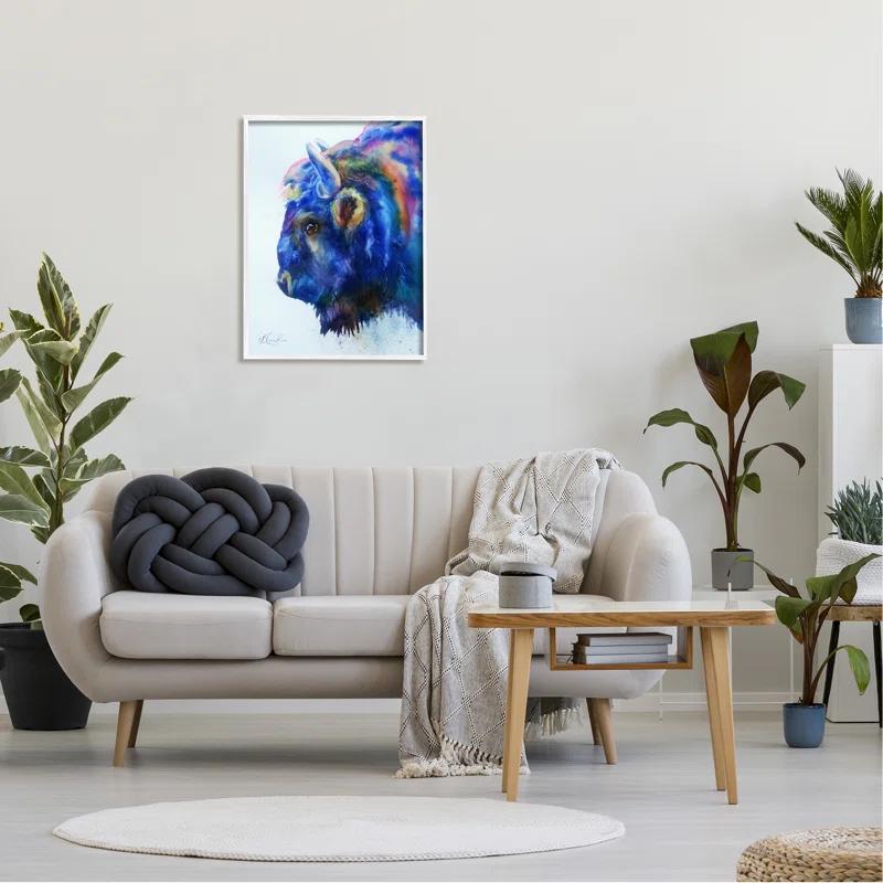 Stupell Industries " Unique Vibrant Blue Bison Painting Bold Design " by MB Cunningham