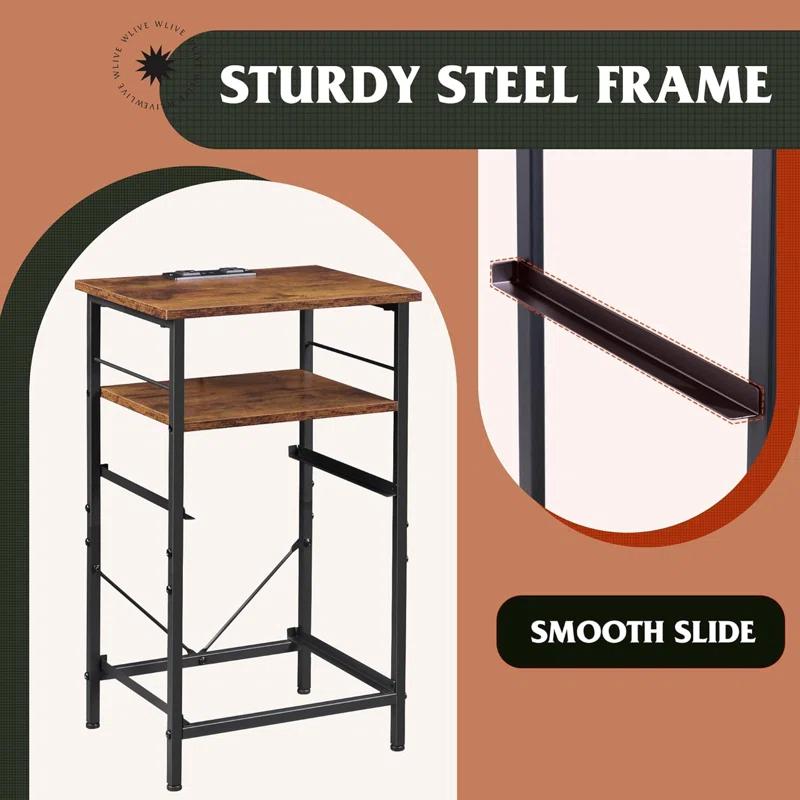 17 Stories Nightstand  With Charging Station, USB Ports And Outlets Bedside Side Tables With Fabric Drawers | Wayfair