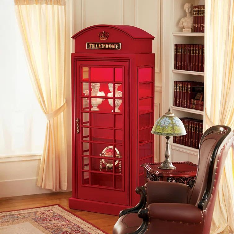 Design Toscano British Telephone Booth Display Cabinet
