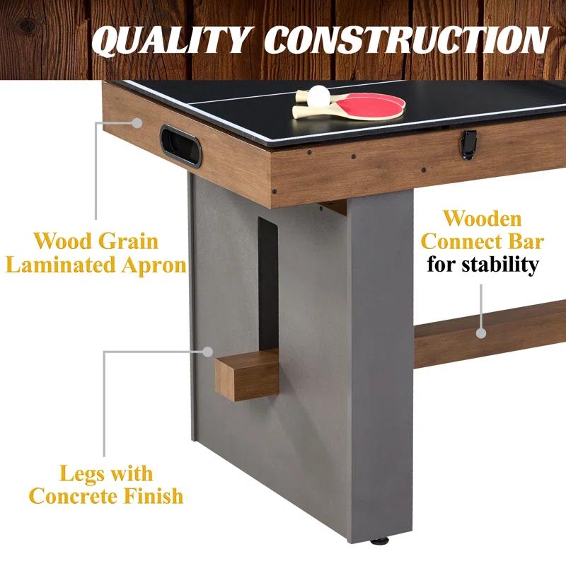 Barrington Billiards Company Barrington Urban Collection 54” 3-in-1 Combination Table includes  Air Hockey, Foosball, And Table Tennis