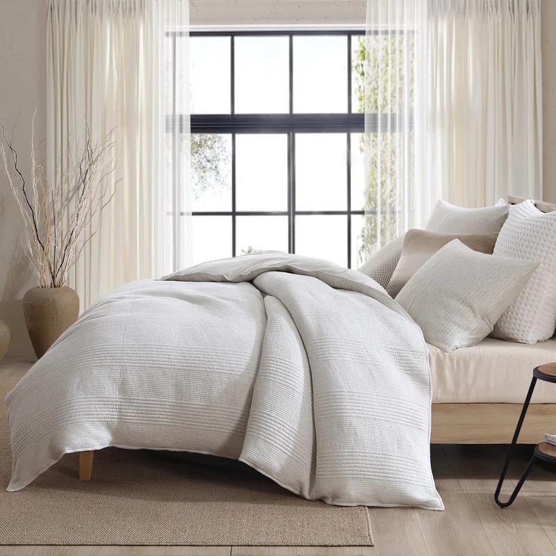DKNY Pure Ribbed Jersey Queen Comforter Set Heather Gray