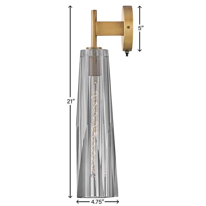 Cosette Single Light Wall Sconce w/ Thick Crystal-Cut Shade & On/Off Switch