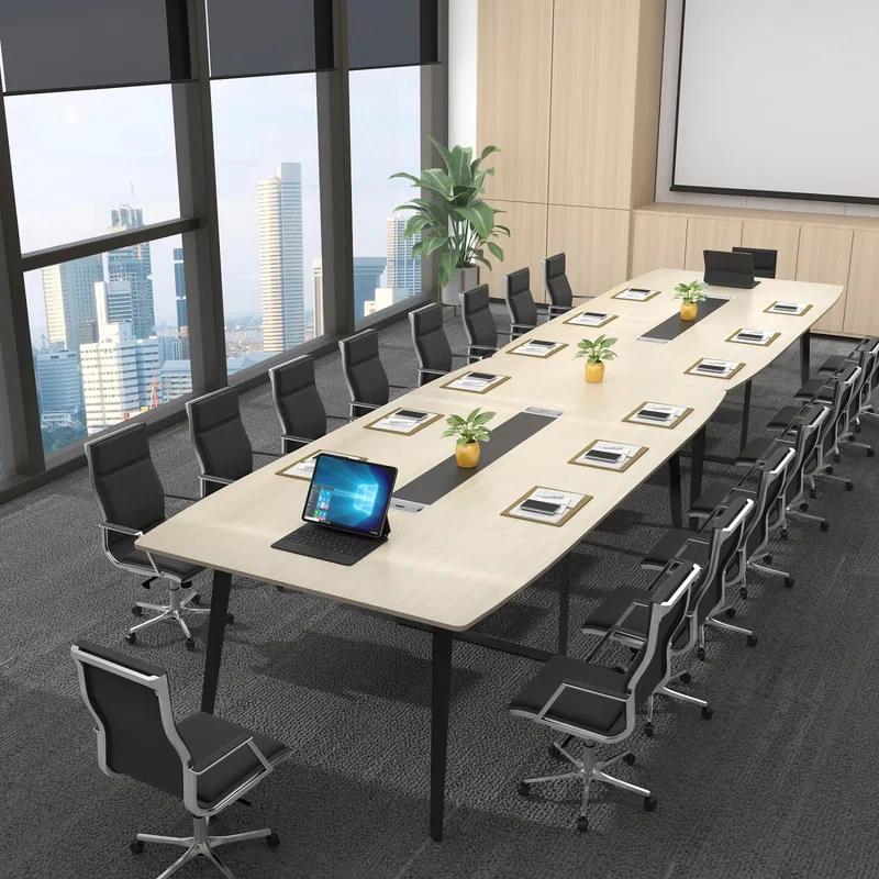 Jonti 8 ft Conference Table, 94.49" L X 47.24" W X 29.53" H Meeting Seminar Table With Grommet