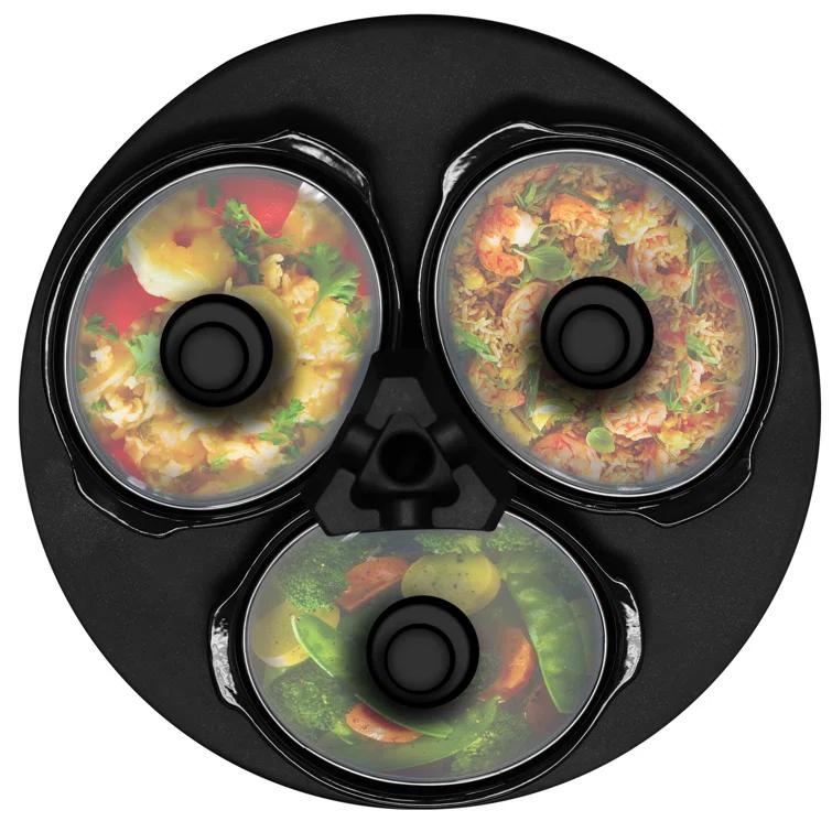 Mega Chef Triple Round Oval 1.5 Quart Stainless Steel Cooker Buffet