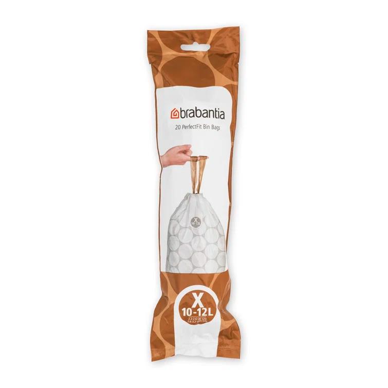 Brabantia PerfectFit Trash Bags, Code X, 2.6-3.2 Gallon, 200 Count