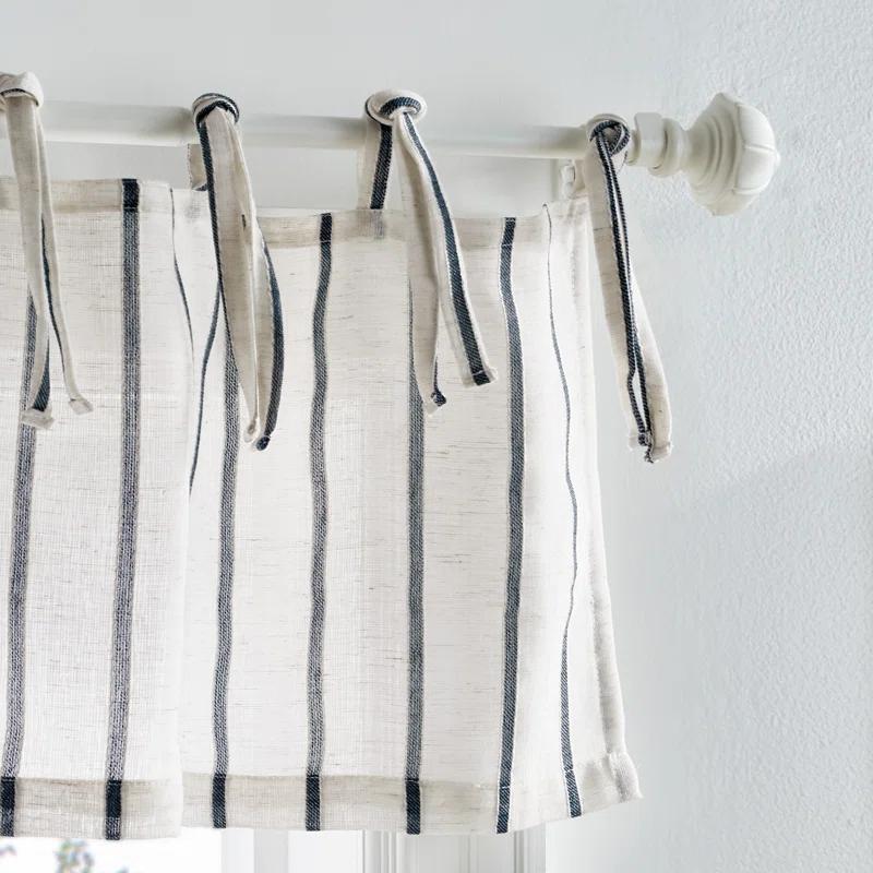 Martha Stewart Laguna Semi-Sheer Rod Pocket Kitchen Curtain Valance and Tiers Set