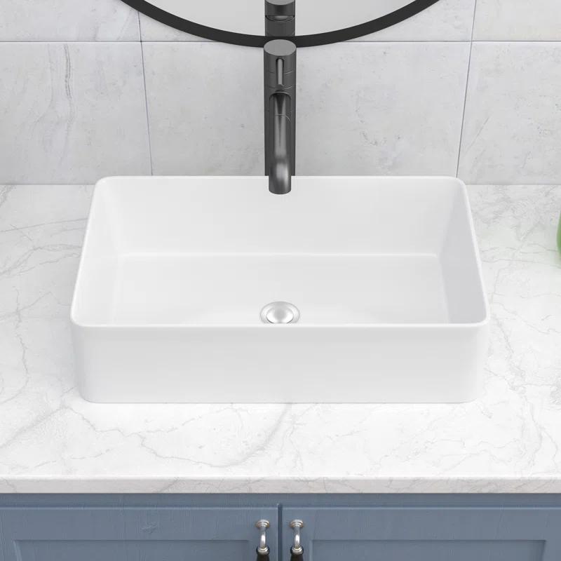 LEPUDAY LPD21VS14MP LEPUDAY 5.5'' White Ceramic Rectangular Bathroom Sink