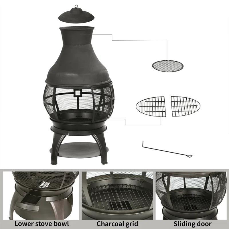 Heatmaxx Round Cast Iron Wood Burning Smokeless Chimnea