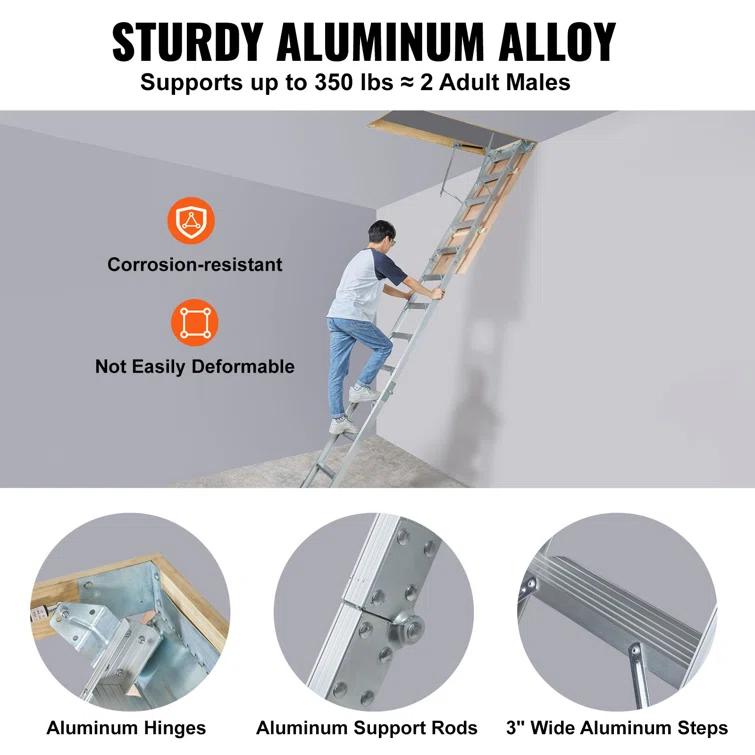 VEVOR 12 - Step Aluminum Lightweight Attic Ladder