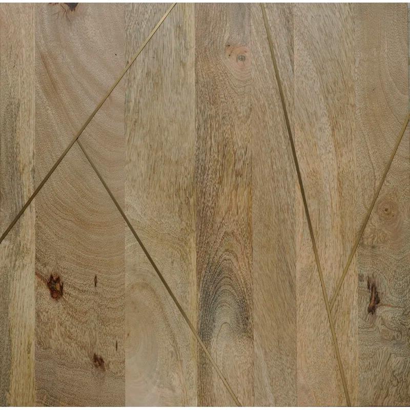 Simpli Home Jager 48"W Solid Mango Wood Contemporary Modern Lift Top Coffee Table with Hidden Storage and Geometric Brass Inlay