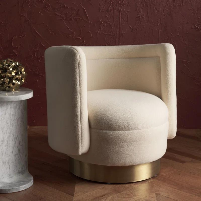 Everly Quinn Tews 29.7" Wide Polyester Swivel Barrel Chair | Wayfair